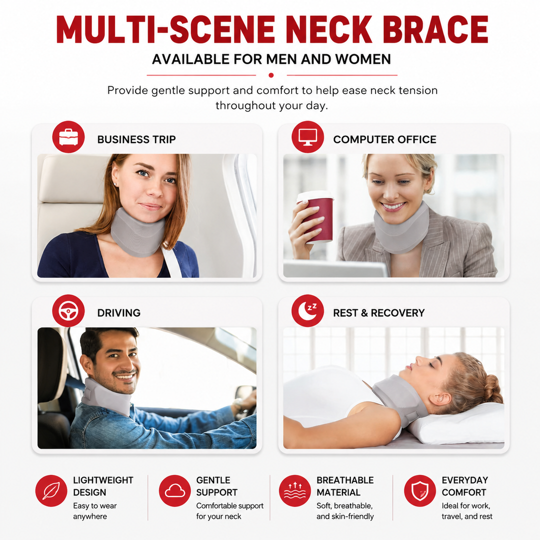 Premium Adjustable Foam Cervical Neck Brace Collar Neck Support Pain Relief Posture Support Sleeping Comfort Lightweight Breathable Neck Stabilizer S–XL