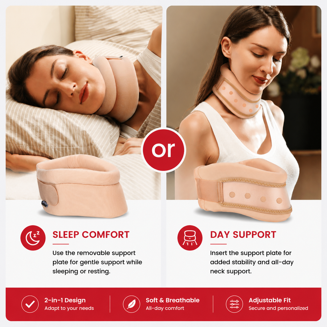 Premium Adjustable Foam Cervical Neck Brace Collar Neck Support Pain Relief Posture Support Sleeping Comfort Lightweight Breathable Neck Stabilizer S–XL