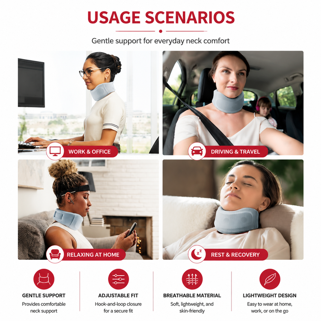 Premium Adjustable Foam Cervical Neck Brace Collar Neck Support Pain Relief Posture Support Sleeping Comfort Lightweight Breathable Neck Stabilizer S–XL
