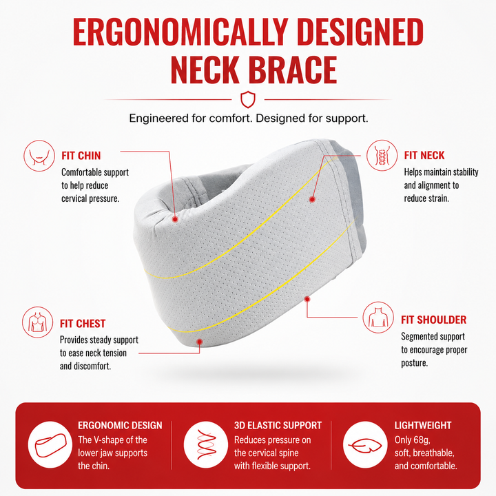 Premium Adjustable Foam Cervical Neck Brace Collar Neck Support Pain Relief Posture Support Sleeping Comfort Lightweight Breathable Neck Stabilizer S–XL