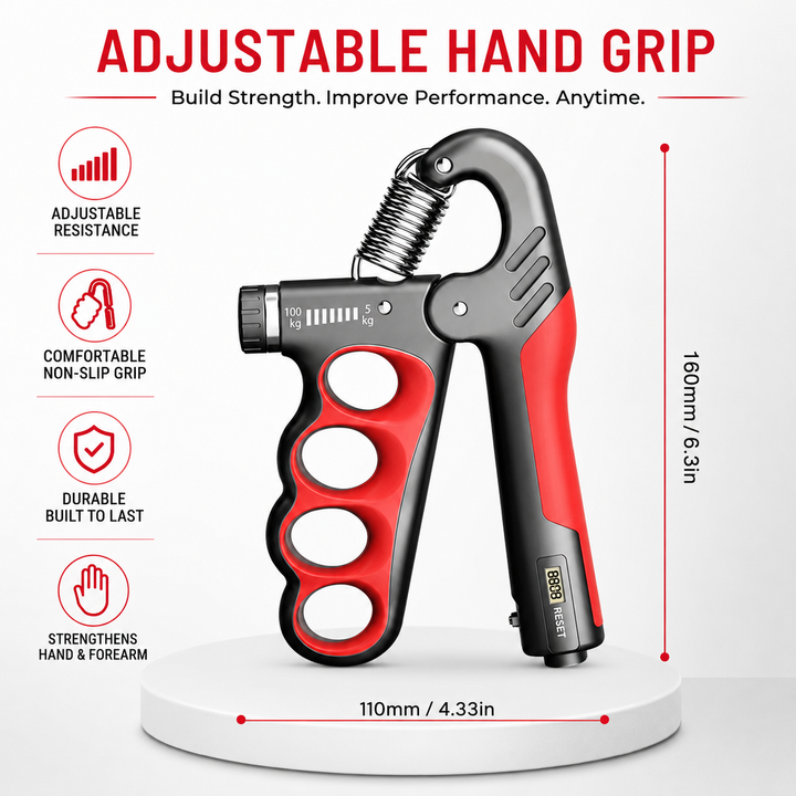 Premium Adjustable Grip Strength Trainer 5–100KG Hand Gripper with Counter Stainless Steel Forearm Wrist Exerciser Non-Slip Gym Fitness Muscle Training Tool