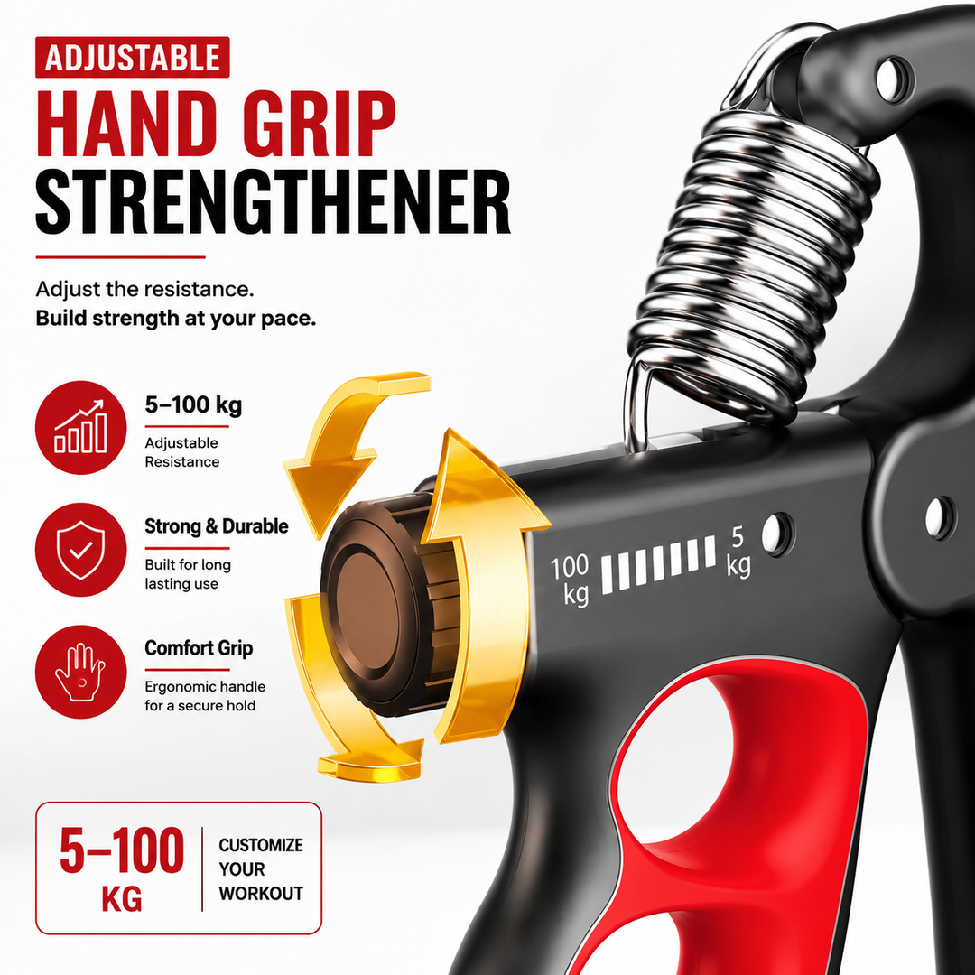 Premium Adjustable Grip Strength Trainer 5–100KG Hand Gripper with Counter Stainless Steel Forearm Wrist Exerciser Non-Slip Gym Fitness Muscle Training Tool
