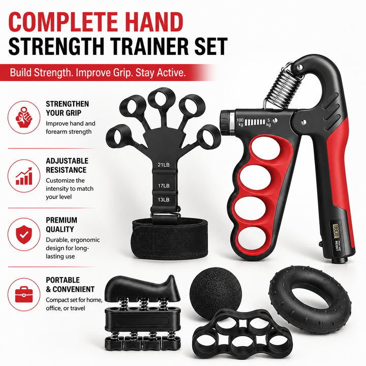 Premium Adjustable Grip Strength Trainer 5–100KG Hand Gripper with Counter Stainless Steel Forearm Wrist Exerciser Non-Slip Gym Fitness Muscle Training Tool