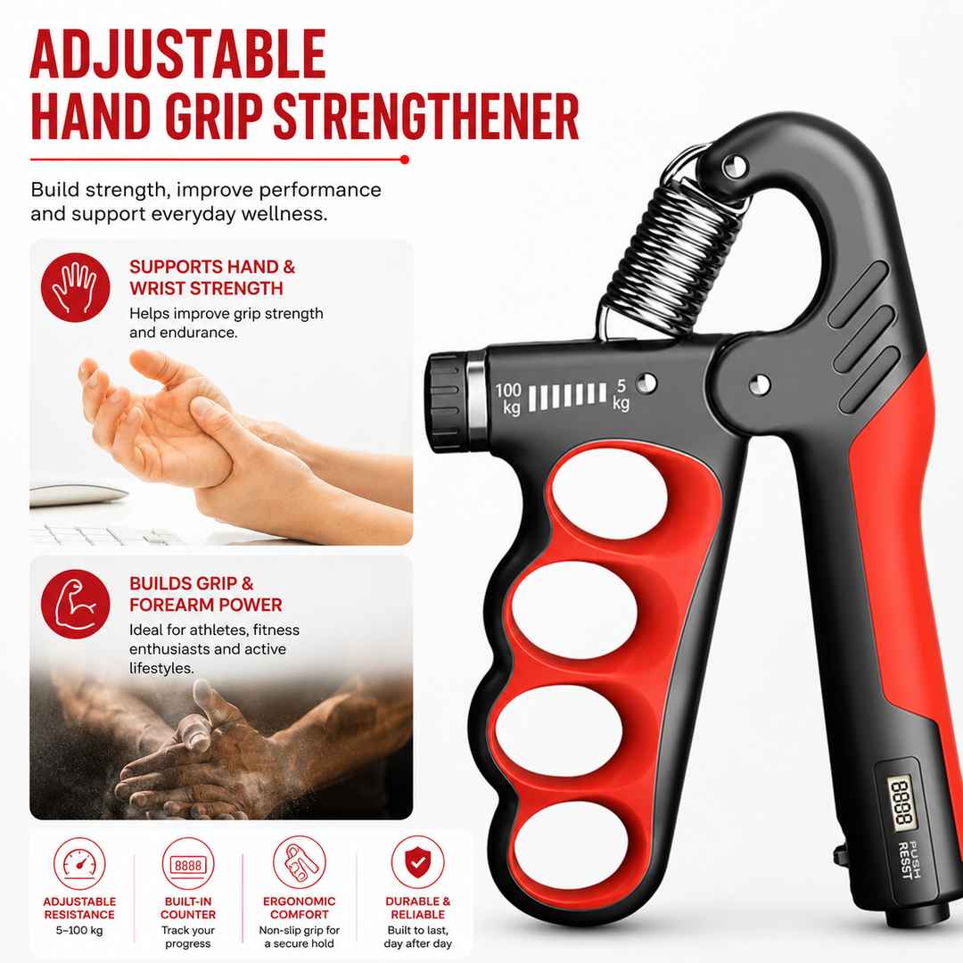 Premium Adjustable Grip Strength Trainer 5–100KG Hand Gripper with Counter Stainless Steel Forearm Wrist Exerciser Non-Slip Gym Fitness Muscle Training Tool