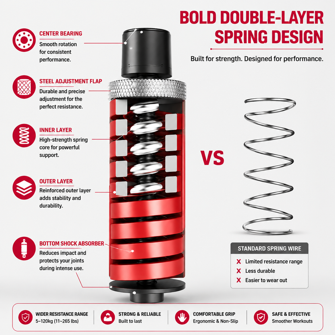 Premium Adjustable Hand Grip Strengthener 5–120kg Finger Expander Steel Spring Gripper Wrist Forearm Training Exercise Grip Fitness Tool