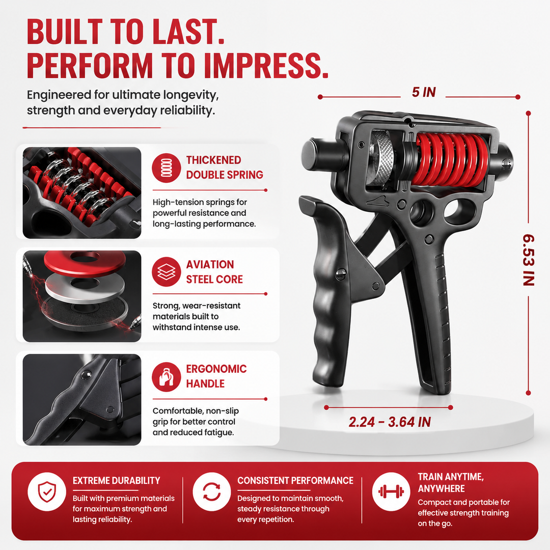 Premium Adjustable Hand Grip Strengthener 5–120kg Finger Expander Steel Spring Gripper Wrist Forearm Training Exercise Grip Fitness Tool