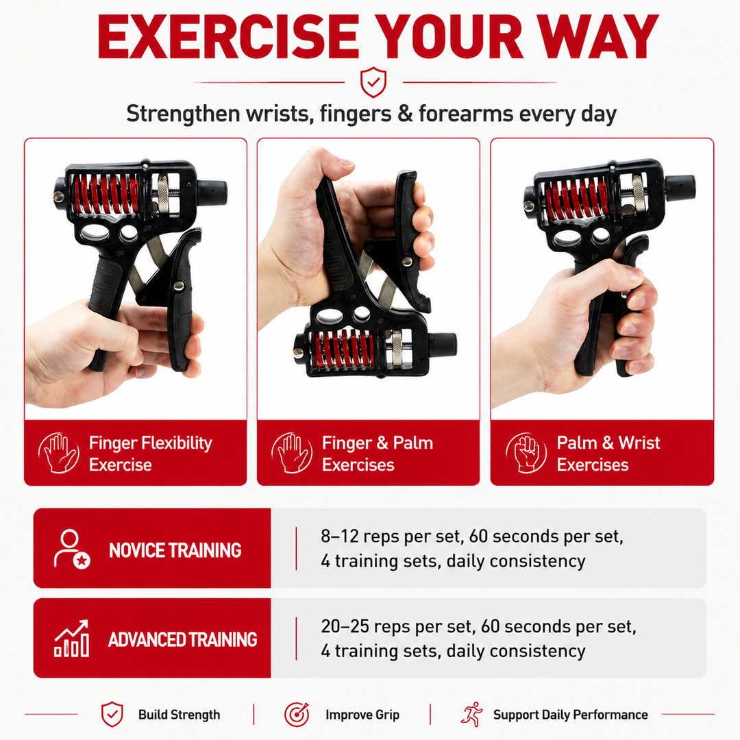 Premium Adjustable Hand Grip Strengthener 5–120kg Finger Expander Steel Spring Gripper Wrist Forearm Training Exercise Grip Fitness Tool