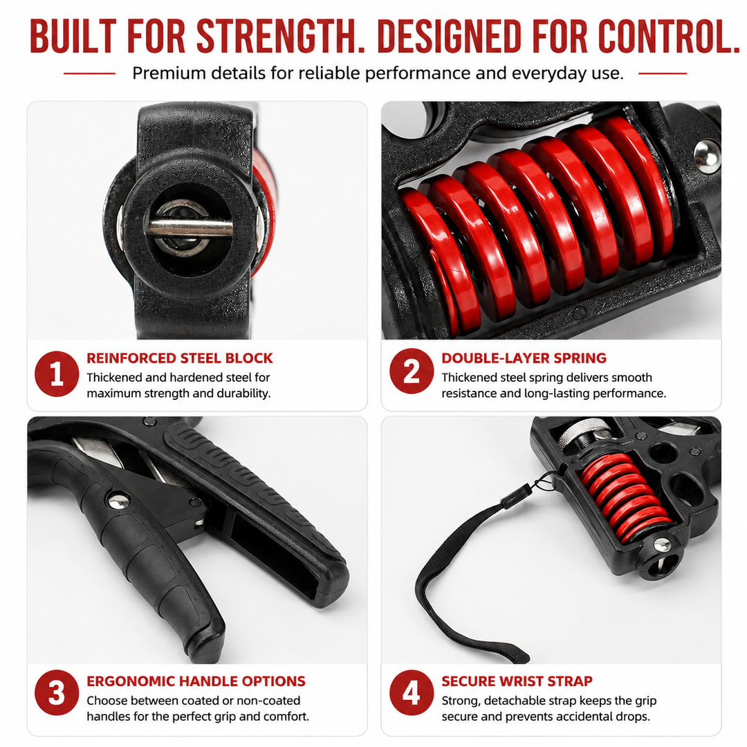 Premium Adjustable Hand Grip Strengthener 5–120kg Finger Expander Steel Spring Gripper Wrist Forearm Training Exercise Grip Fitness Tool