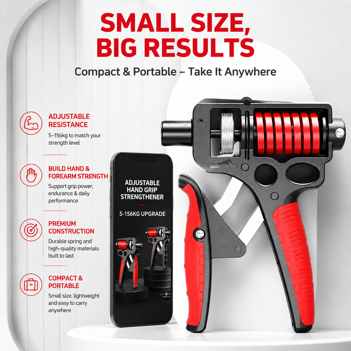 Premium Adjustable Hand Grip Strengthener 5–120kg Finger Expander Steel Spring Gripper Wrist Forearm Training Exercise Grip Fitness Tool