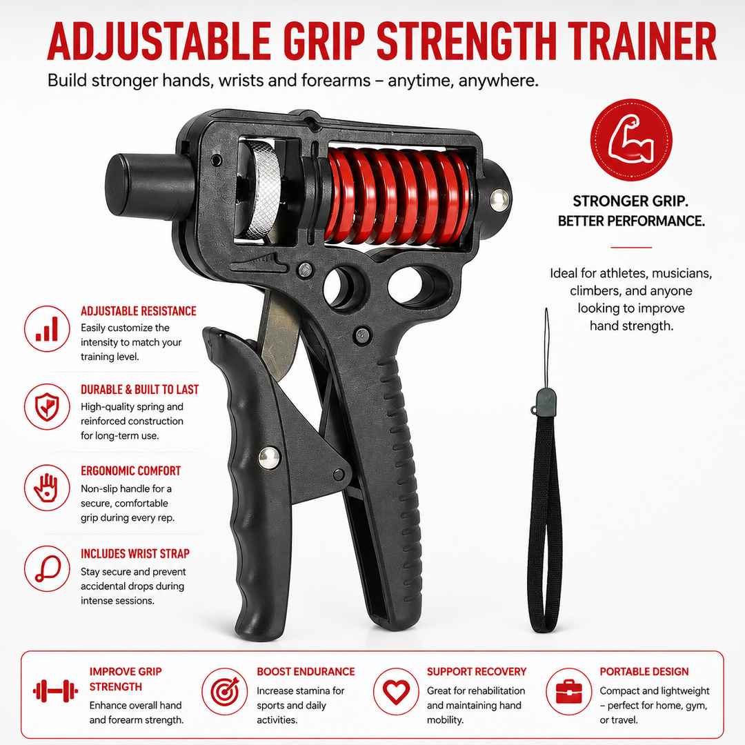 Premium Adjustable Hand Grip Strengthener 5–120kg Finger Expander Steel Spring Gripper Wrist Forearm Training Exercise Grip Fitness Tool