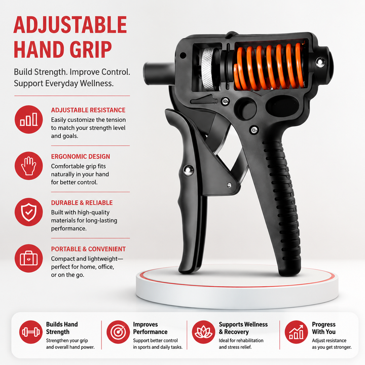 Premium Adjustable Hand Grip Strengthener 5–120kg Finger Wrist Forearm Trainer Steel Spring Gripper Hand Exerciser Fitness Training Tool Portable