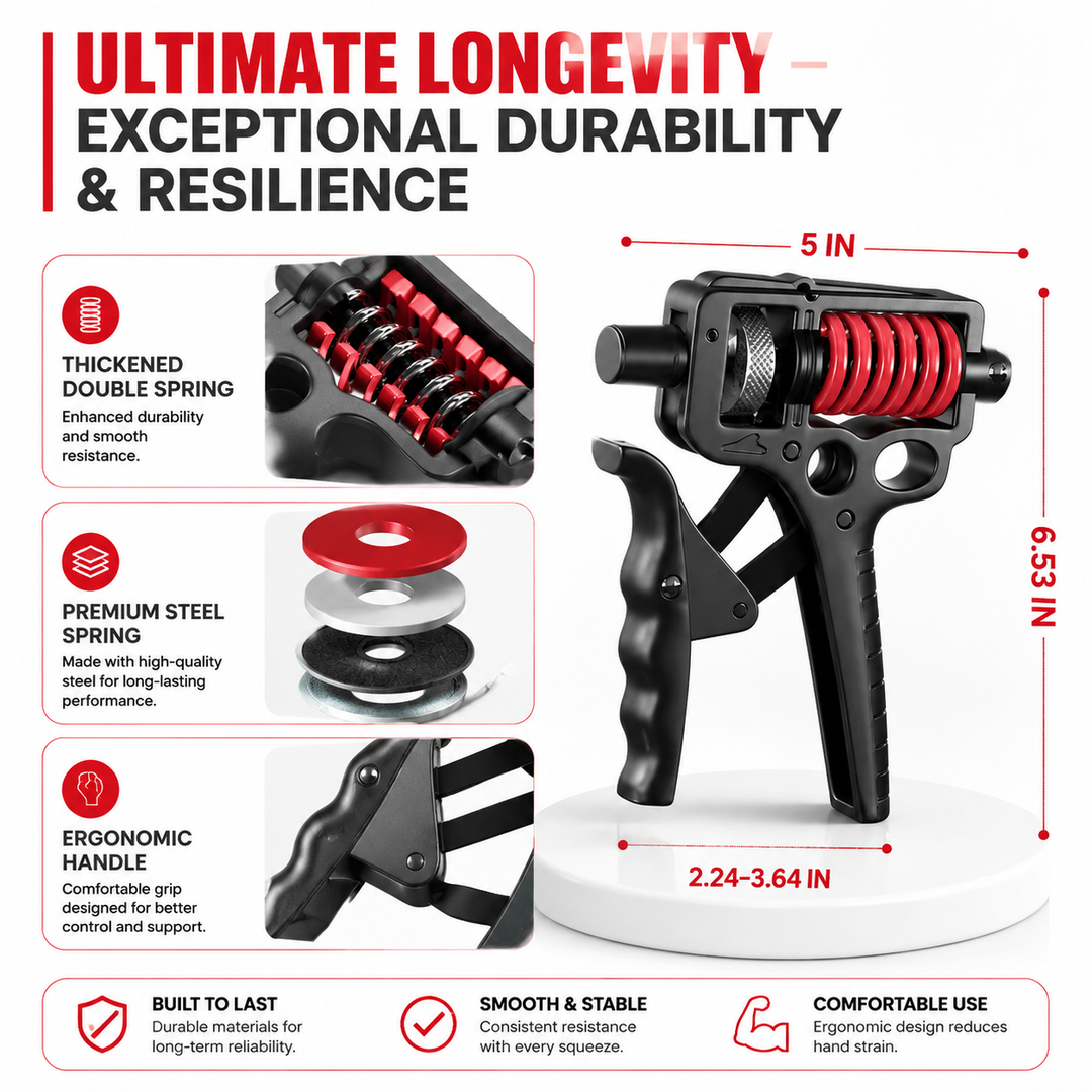 Premium Adjustable Hand Grip Strengthener 5–120kg Finger Wrist Forearm Trainer Steel Spring Gripper Hand Exerciser Fitness Training Tool Portable