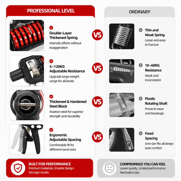 Premium Adjustable Hand Grip Strengthener 5–120kg Finger Wrist Forearm Trainer Steel Spring Gripper Hand Exerciser Fitness Training Tool Portable