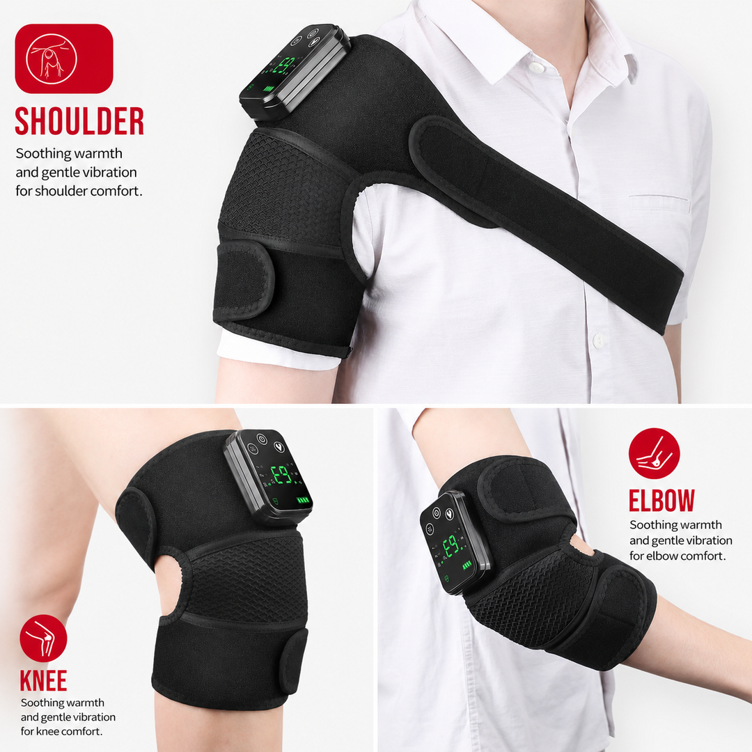 Premium Adjustable Heated Shoulder Brace Electric Vibration Compression Wrap Shoulder Support Heat Therapy Pain Relief Left Right Adjustable