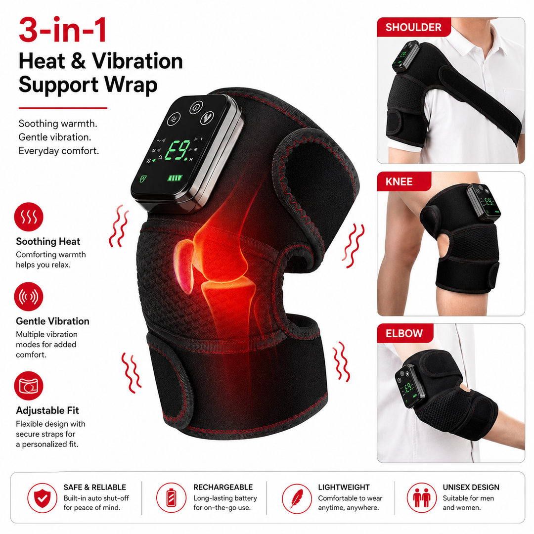 Premium Adjustable Heated Shoulder Brace Electric Vibration Compression Wrap Shoulder Support Heat Therapy Pain Relief Left Right Adjustable