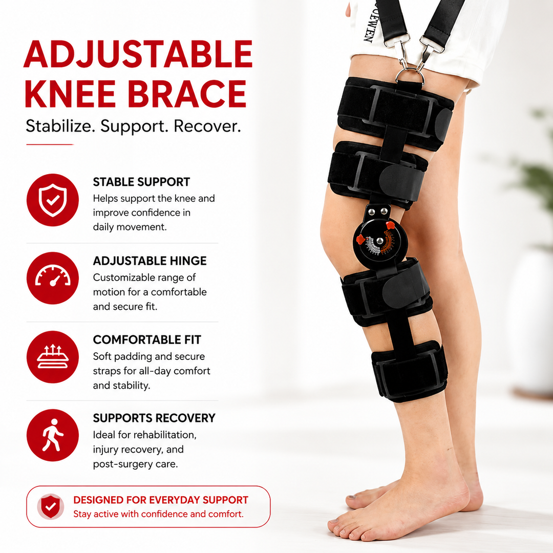 Premium Adjustable Hinged Knee Brace Orthopedic Knee Support Stabilizer Range of Motion Control Joint Stabilization Compression Support Brace