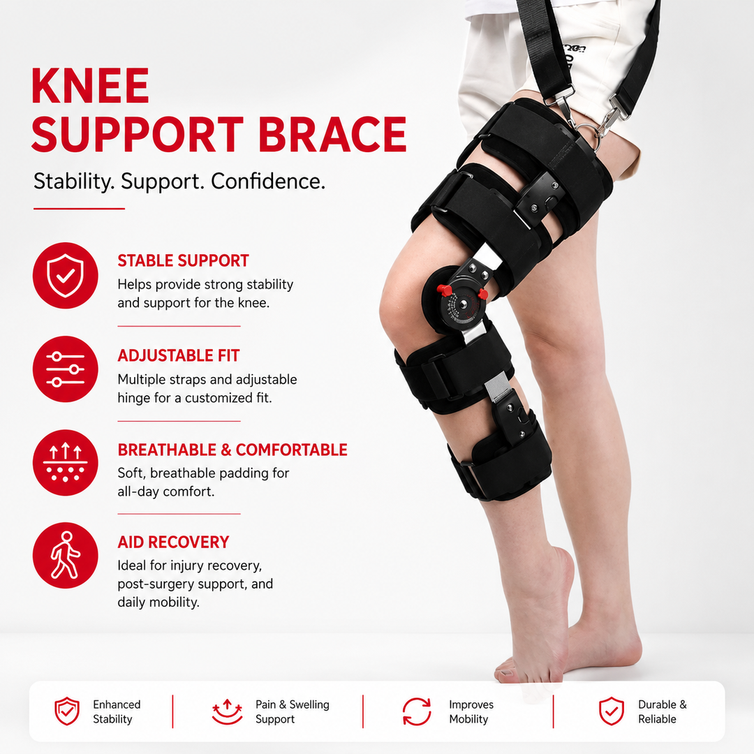 Premium Adjustable Hinged Knee Brace Orthopedic Knee Support Stabilizer Range of Motion Control Joint Stabilization Compression Support Brace