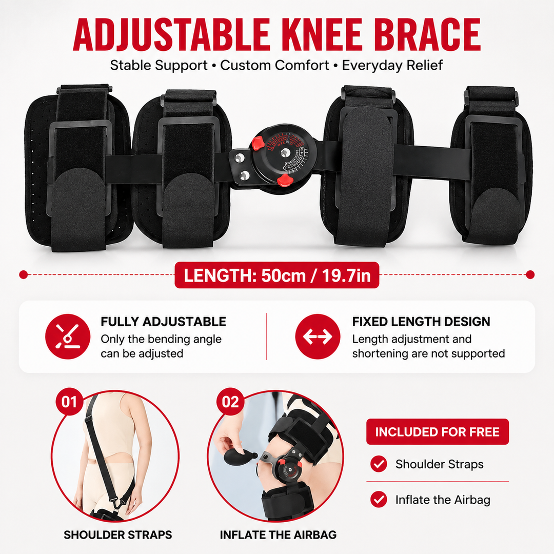Premium Adjustable Hinged Knee Brace ROM Immobilizer Postoperative Recovery Support ACL MCL Meniscus Ligament Injury Left Right Leg Stabilizer