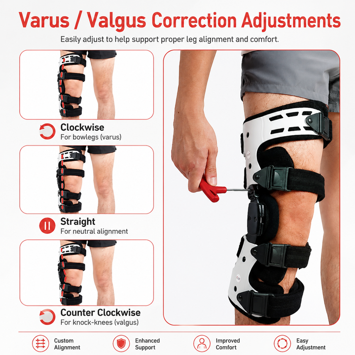Premium Adjustable Hinged Knee Brace ROM Immobilizer Postoperative Recovery Support ACL MCL Meniscus Ligament Injury Left Right Leg Stabilizer