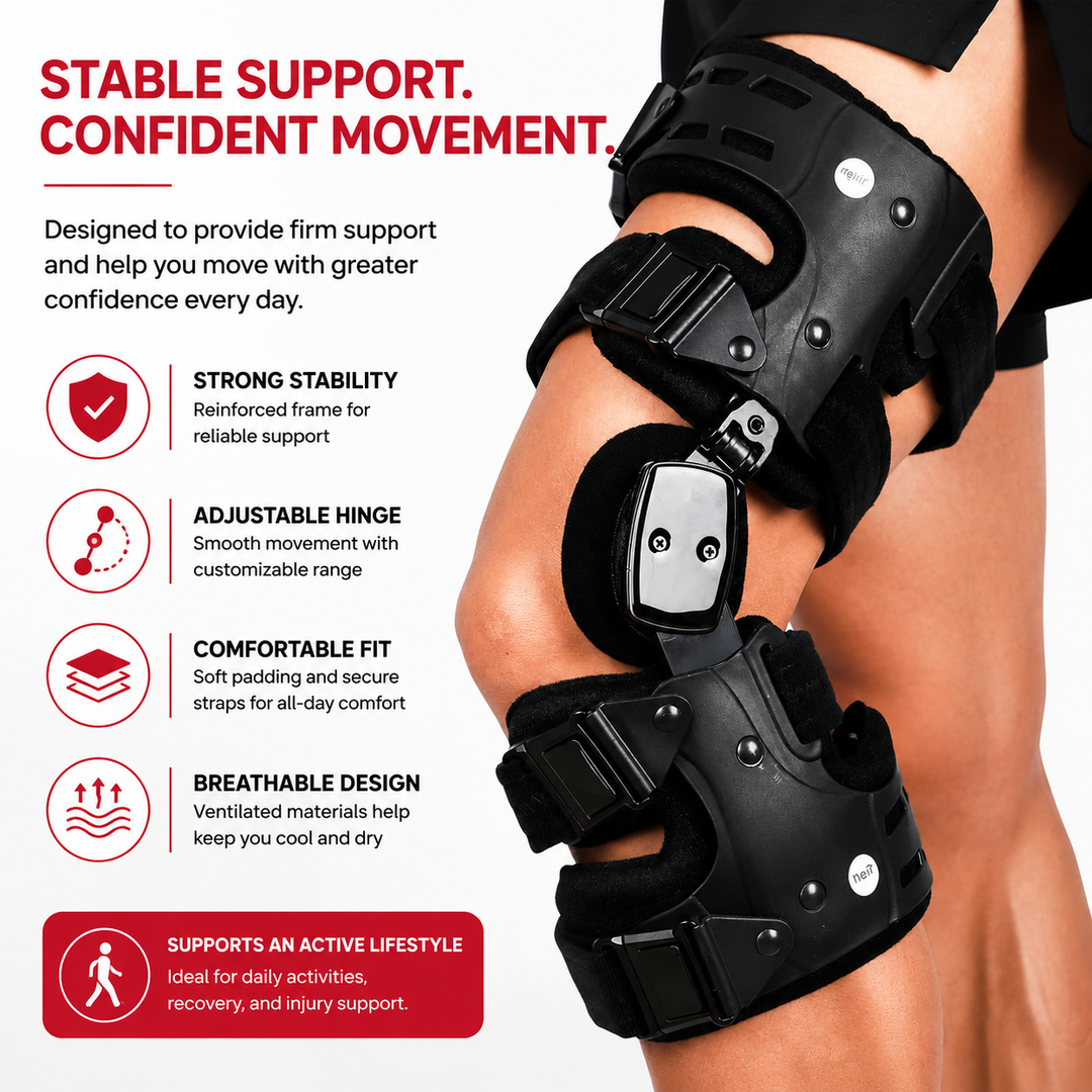 Premium Adjustable Hinged Knee Brace ROM Immobilizer Postoperative Recovery Support ACL MCL Meniscus Ligament Injury Left Right Leg Stabilizer