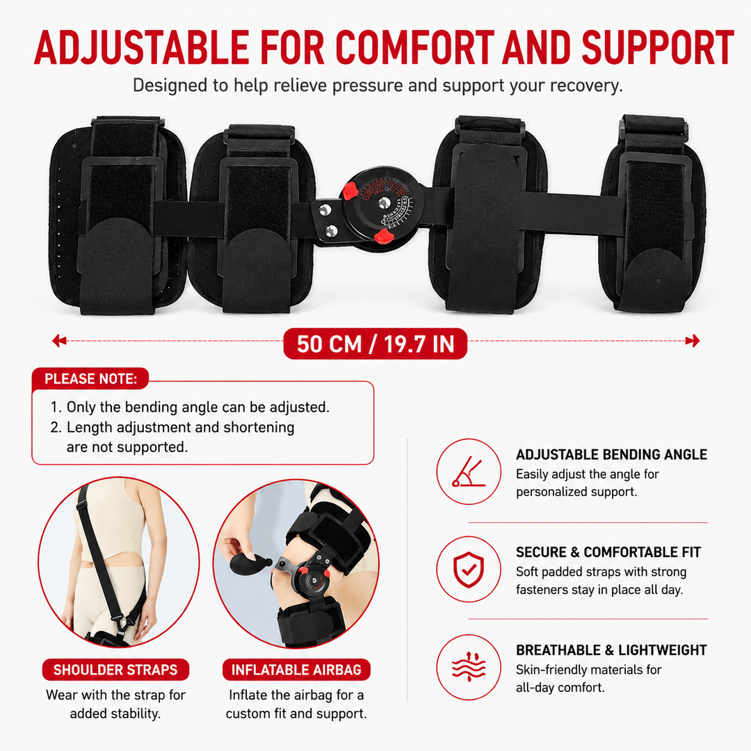 Premium Adjustable Hinged Knee Brace ROM Immobilizer Postoperative Recovery Support ACL MCL Meniscus Ligament Injury Left Right Leg Stabilizer