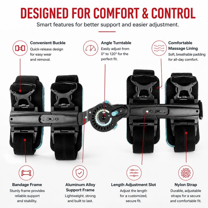 Premium Adjustable Hinged Knee Brace ROM Immobilizer Postoperative Recovery Support ACL MCL Meniscus Ligament Injury Left Right Leg Stabilizer