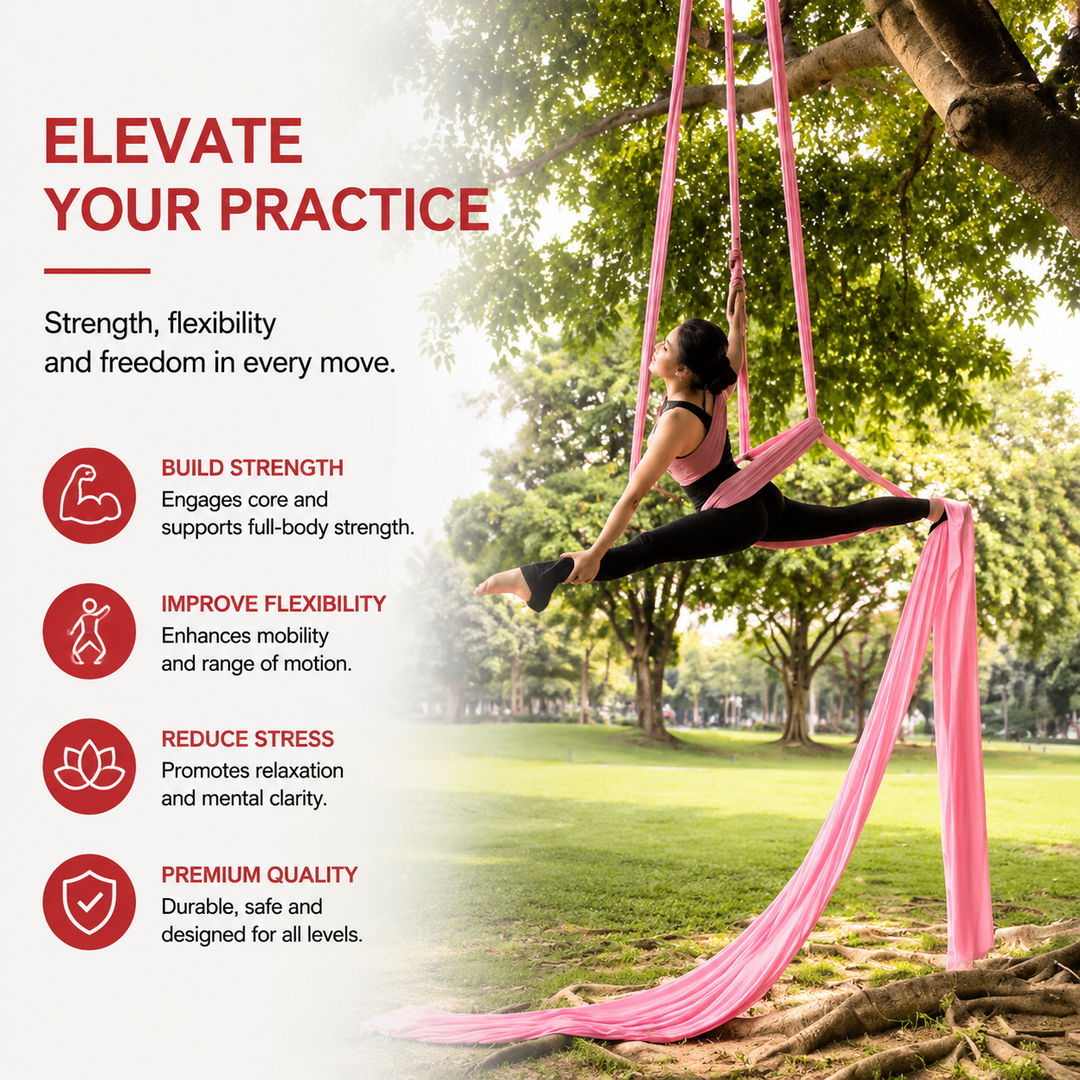 Premium Aerial Silks Yoga Hammock 12M Nylon Anti Gravity Swing 1000KG Load Pilates Fitness Body Training Suspension Yoga Swing Home Outdoor