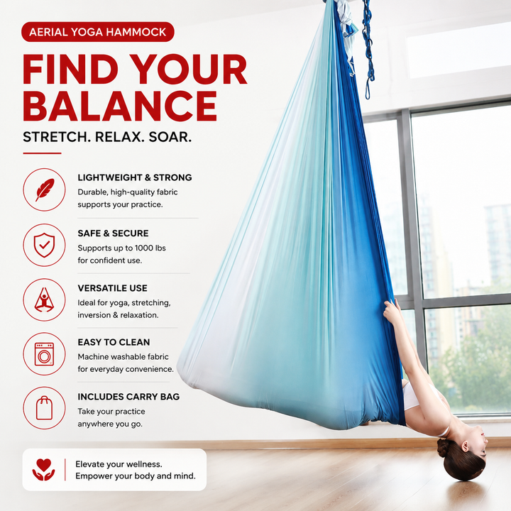 Premium Aerial Silks Yoga Hammock Anti Gravity Swing Low Stretch Fabric Flying Yoga Hammock for Stretching Fitness Pilates Home Studio Exercise