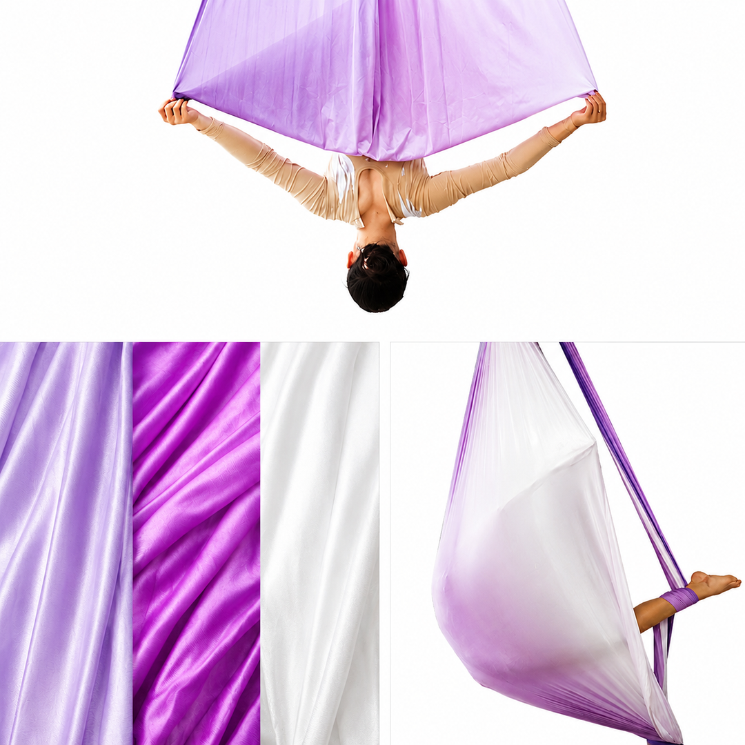 Premium Aerial Silks Yoga Hammock Anti Gravity Swing Low Stretch Fabric Flying Yoga Hammock for Stretching Fitness Pilates Home Studio Exercise