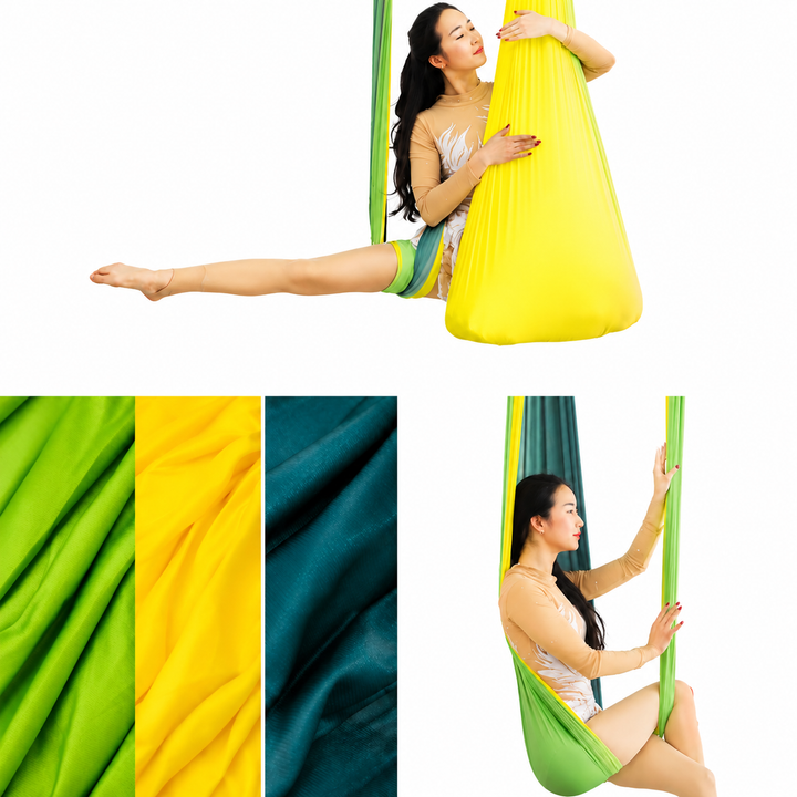 Premium Aerial Silks Yoga Hammock Anti Gravity Swing Low Stretch Fabric Flying Yoga Hammock for Stretching Fitness Pilates Home Studio Exercise