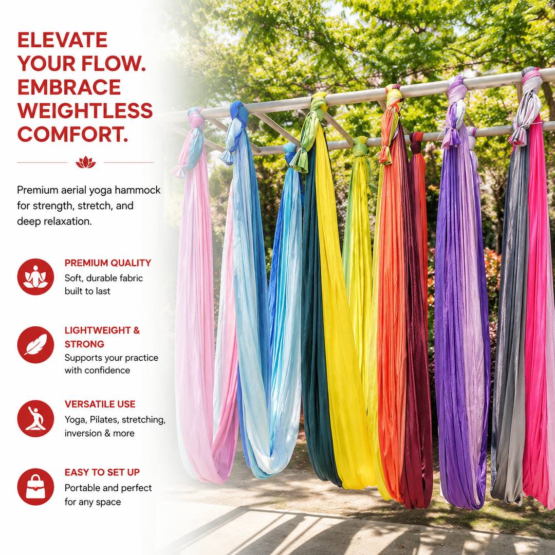 Premium Aerial Silks Yoga Hammock Anti Gravity Swing Low Stretch Fabric Flying Yoga Hammock for Stretching Fitness Pilates Home Studio Exercise