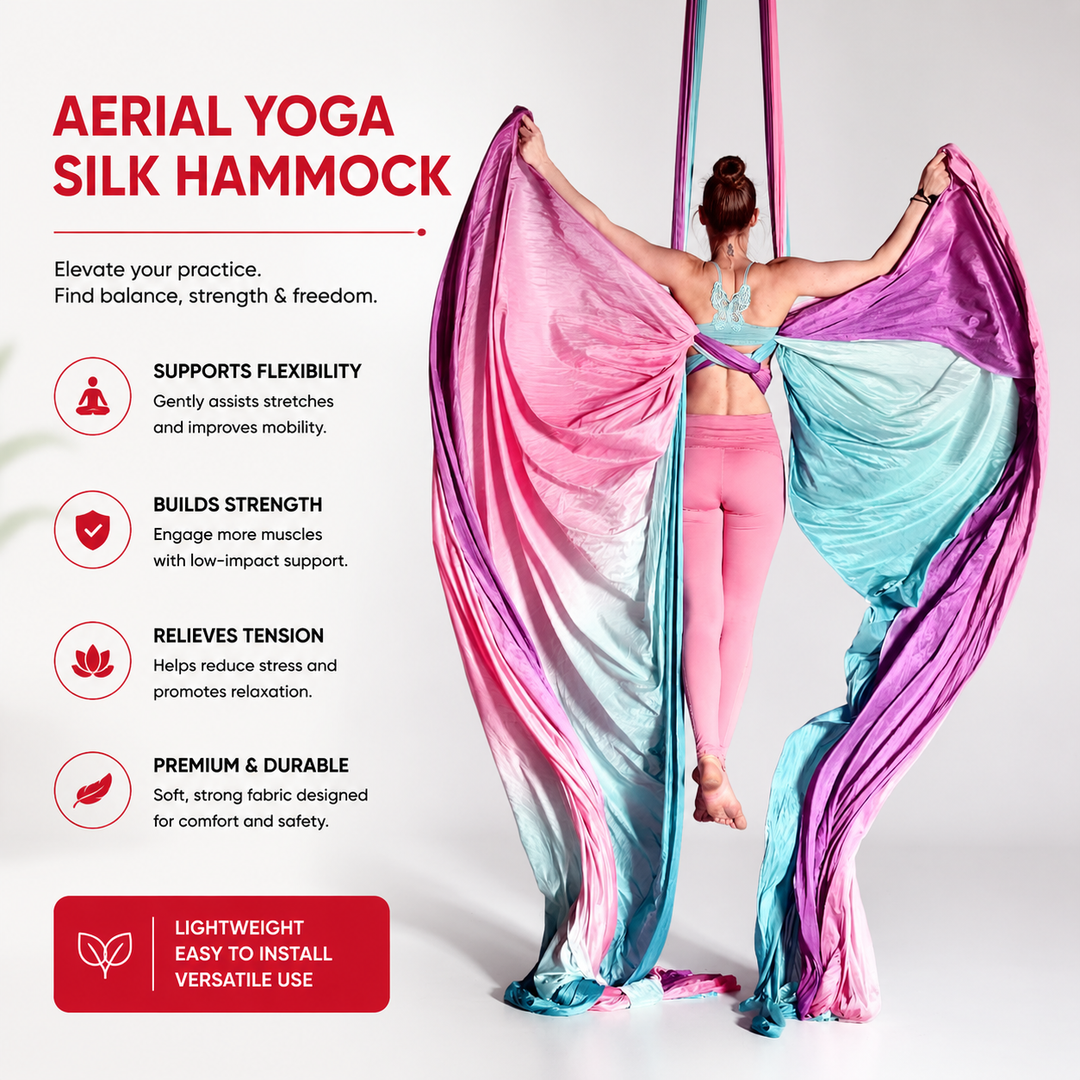 Premium Aerial Silks Yoga Hammock Anti Gravity Swing Low Stretch Fabric Flying Yoga Hammock for Stretching Fitness Pilates Home Studio Exercise