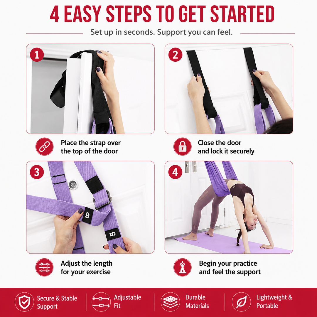 Premium Aerial Yoga Belt Adjustable Stretching Strap Elastic Support Trainer Portable Yoga Band Pilates Flexibility Fitness Home Gym Daily Use