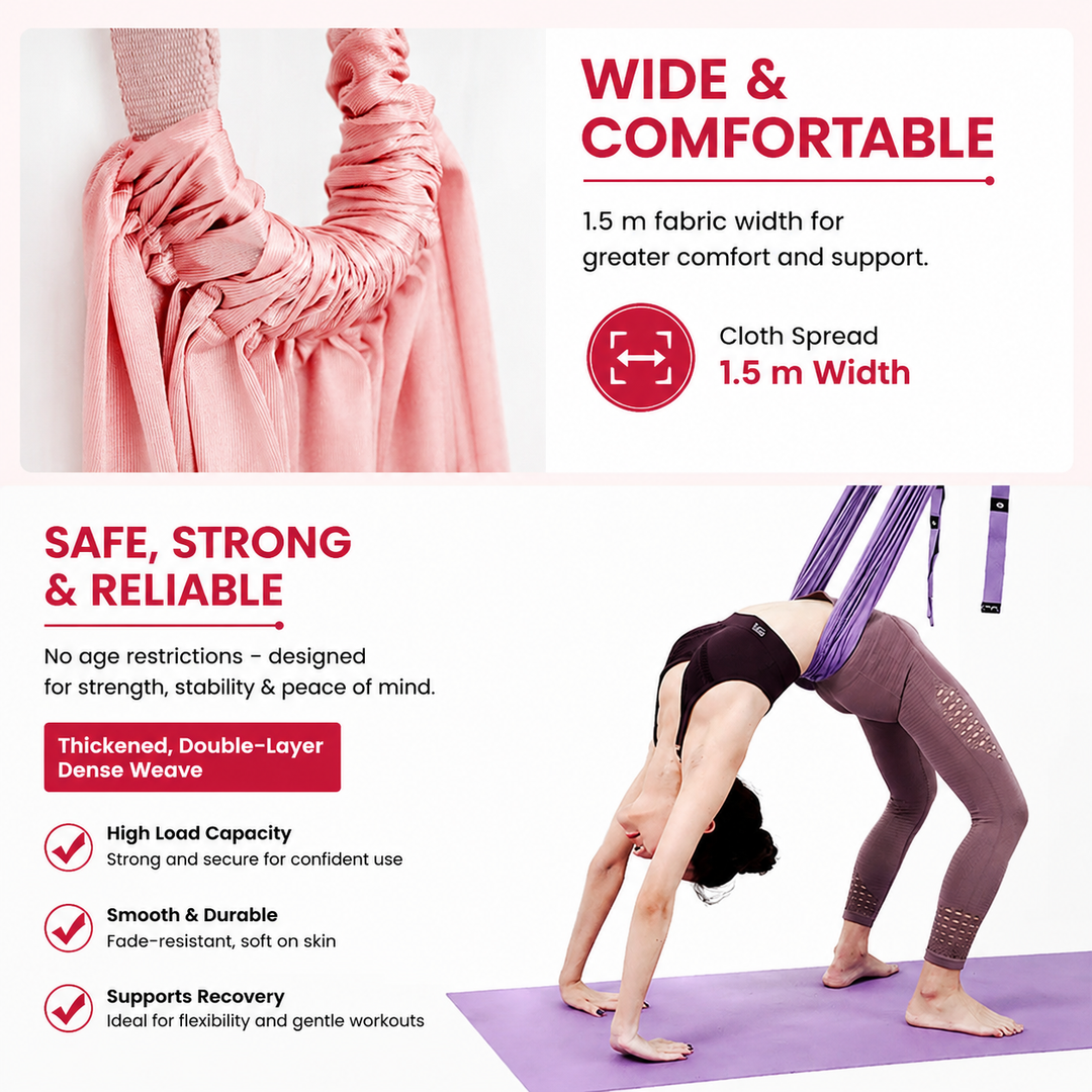 Premium Aerial Yoga Belt Adjustable Stretching Strap Elastic Support Trainer Portable Yoga Band Pilates Flexibility Fitness Home Gym Daily Use