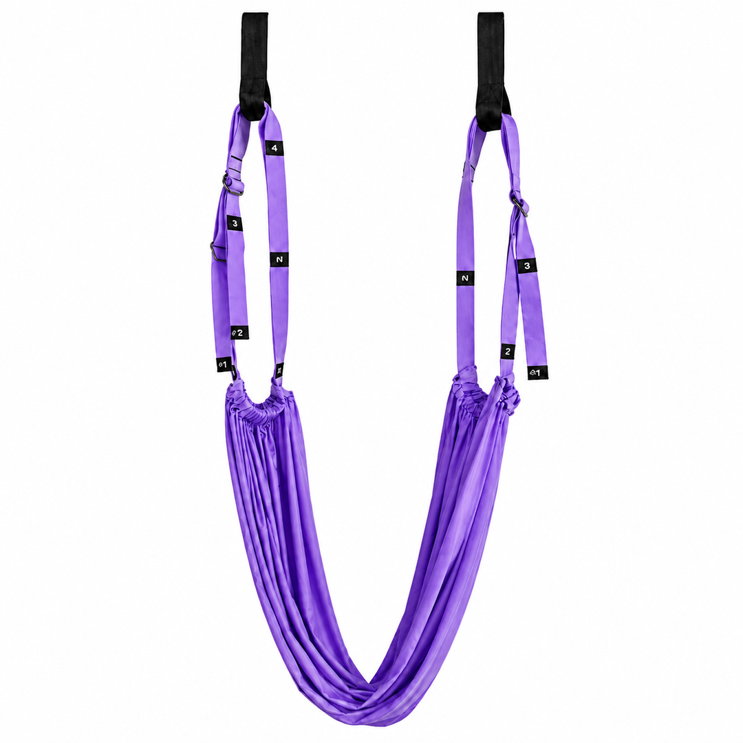 Premium Aerial Yoga Belt Durable Elastic Inversion Trainer Yoga Fitness Stretching Thick Fabric Split Flexibility Training Adults Kids Seniors Support Strap