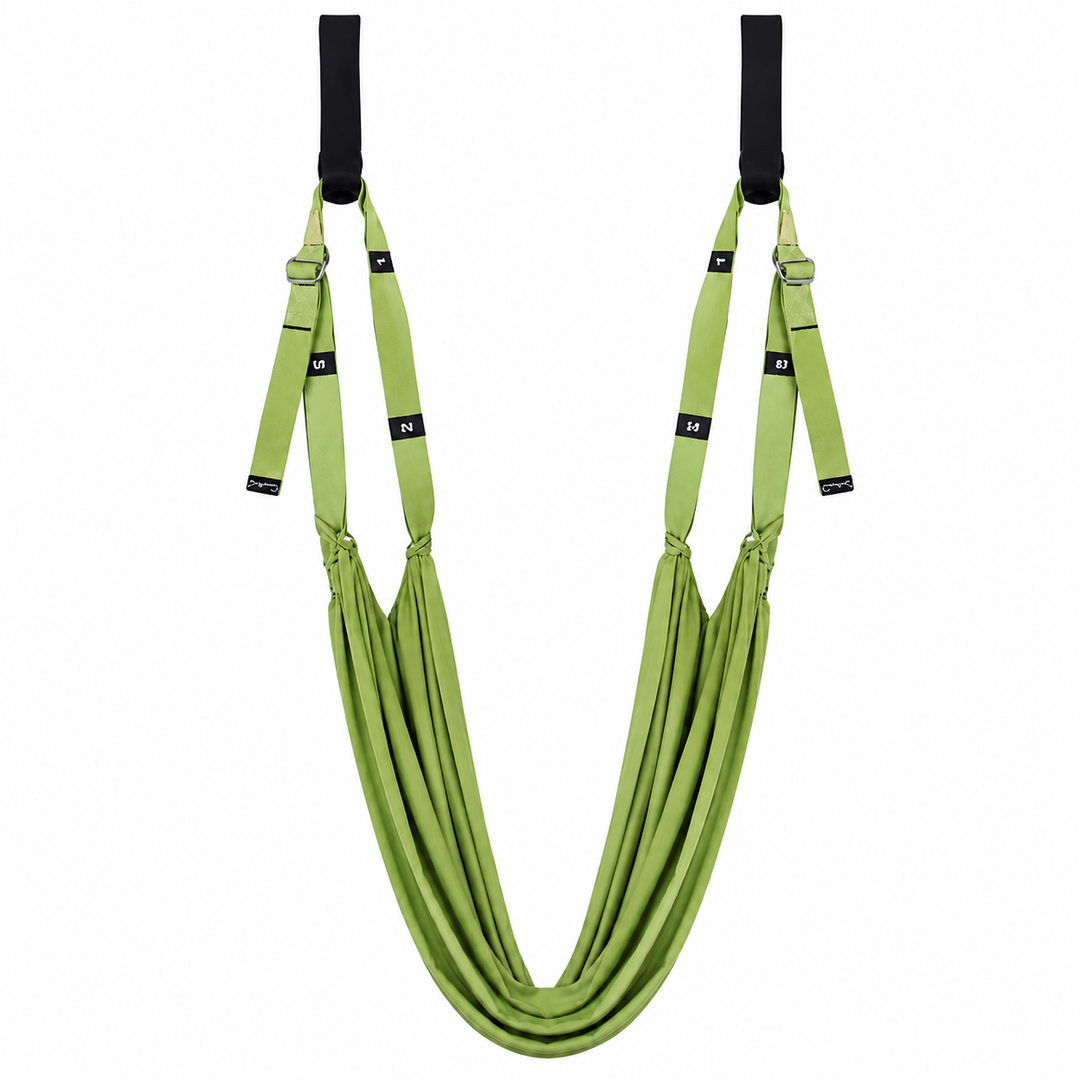 Premium Aerial Yoga Belt Durable Elastic Inversion Trainer Yoga Fitness Stretching Thick Fabric Split Flexibility Training Adults Kids Seniors Support Strap