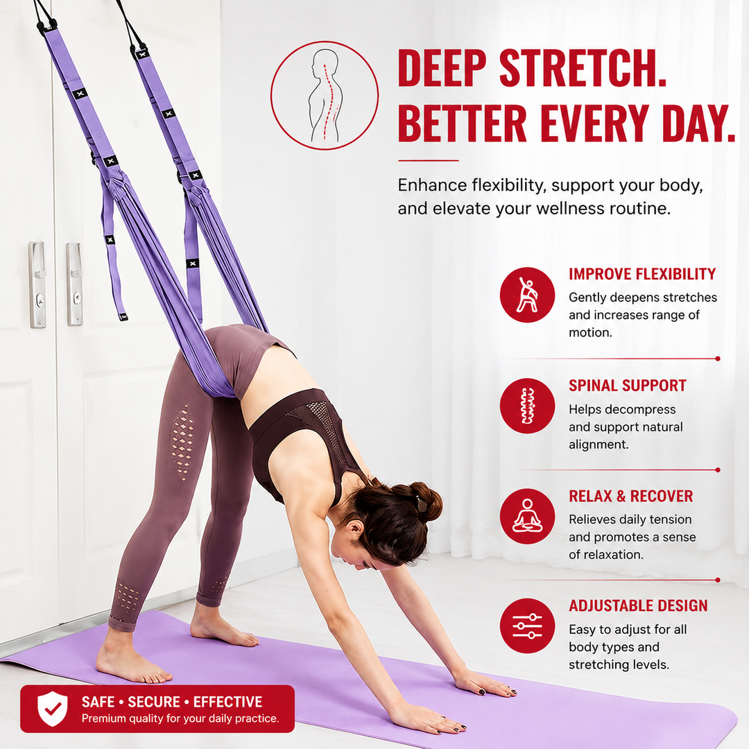 Premium Aerial Yoga Strap Adjustable Stretching Belt Inversion Training Strap Polyester Cotton with Metal Buckle Portable Home Gym Yoga Daily Use