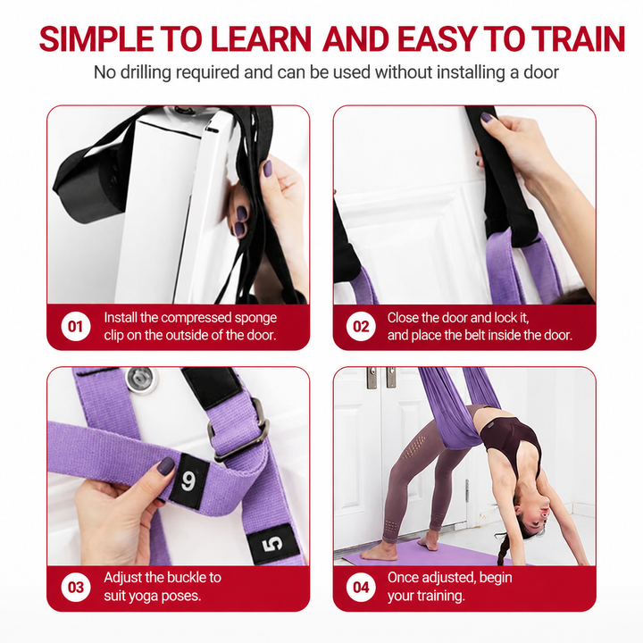 Premium Aerial Yoga Strap Adjustable Stretching Belt Inversion Training Strap Polyester Cotton with Metal Buckle Portable Home Gym Yoga Daily Use