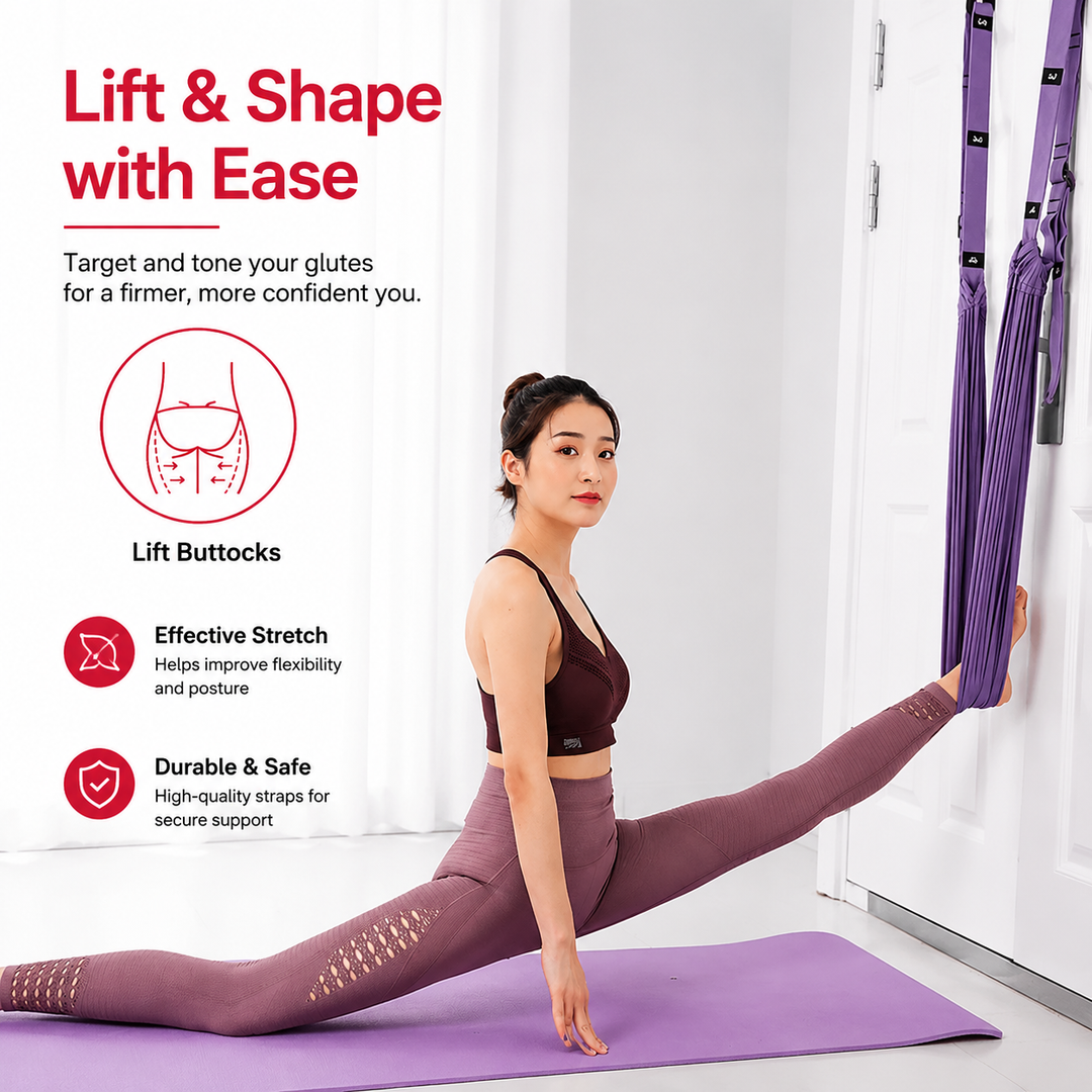 Premium Aerial Yoga Strap Adjustable Stretching Belt Inversion Training Strap Polyester Cotton with Metal Buckle Portable Home Gym Yoga Daily Use