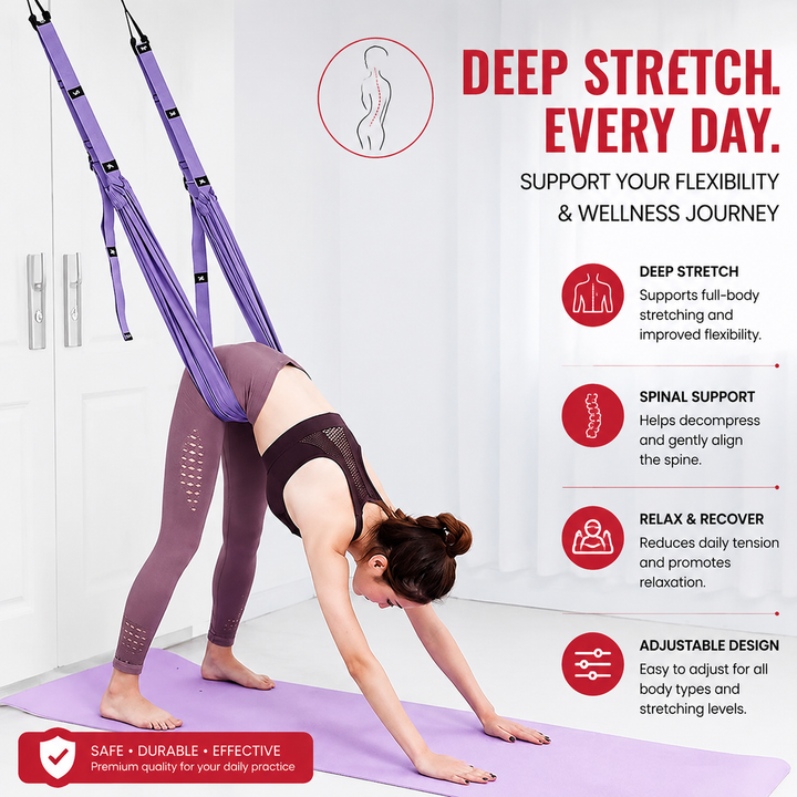 Premium Aerial Yoga Strap Adjustable Stretching Belt Inversion Training Strap Polyester Cotton with Metal Buckle Portable Home Gym Yoga Daily Use