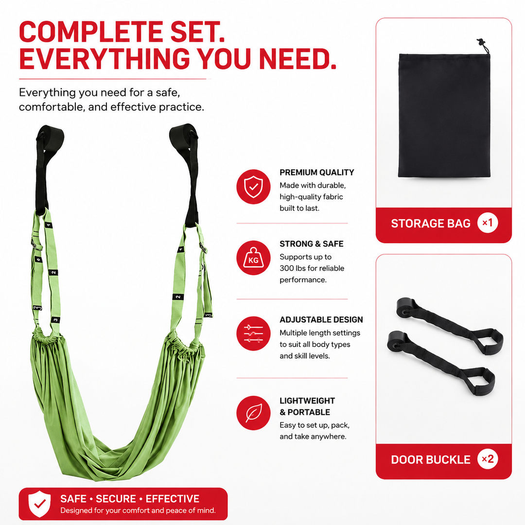 Premium Aerial Yoga Strap Adjustable Stretching Belt Inversion Training Strap Polyester Cotton with Metal Buckle Portable Home Gym Yoga Daily Use