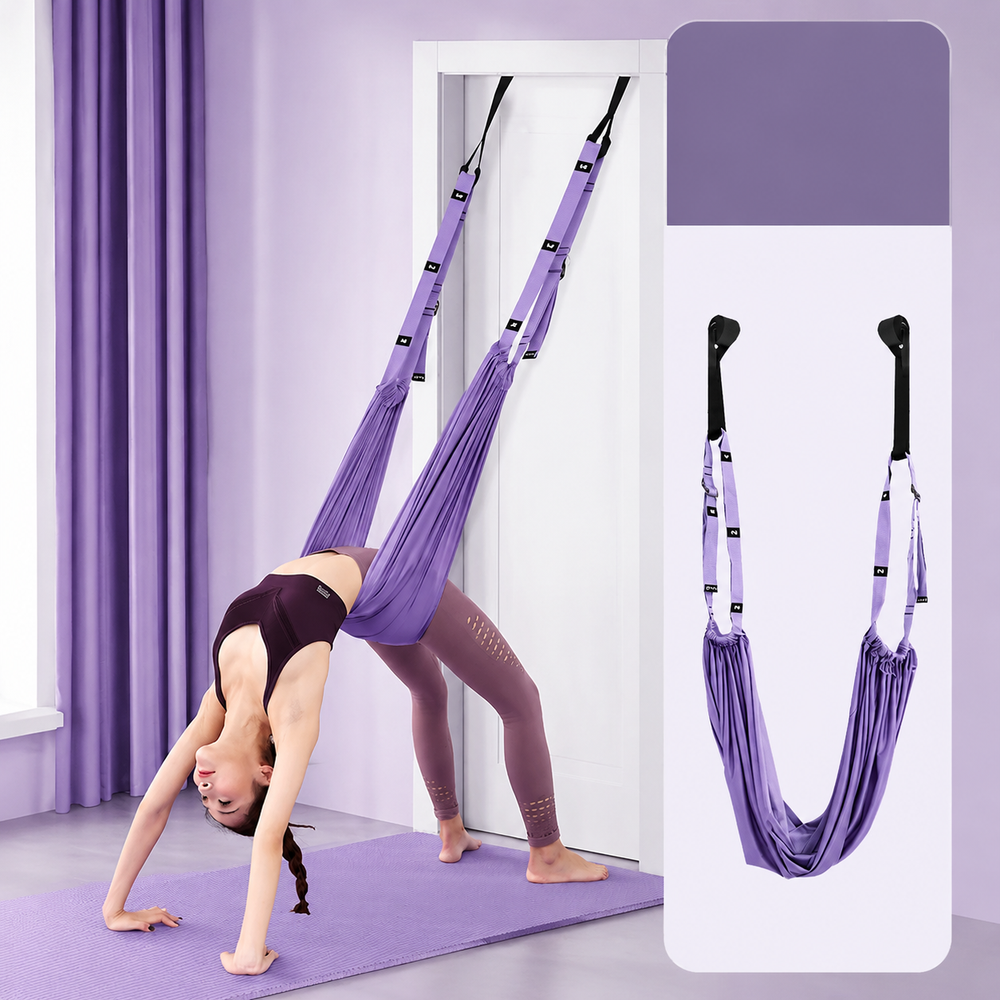 Premium Aerial Yoga Strap Adjustable Stretching Belt Inversion Training Strap Polyester Cotton with Metal Buckle Portable Home Gym Yoga Daily Use