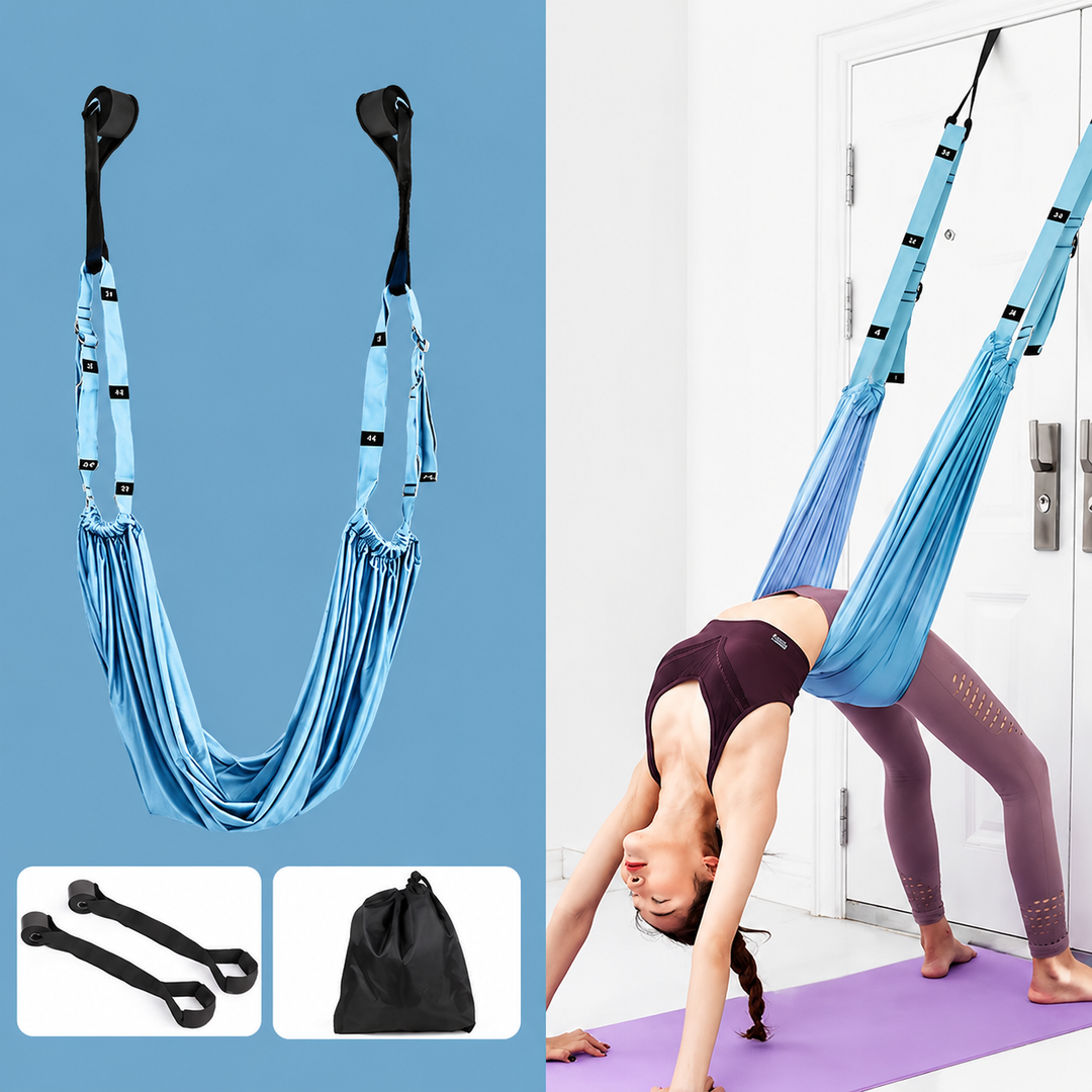 Premium Aerial Yoga Strap Adjustable Stretching Belt Inversion Training Strap Polyester Cotton with Metal Buckle Portable Home Gym Yoga Daily Use