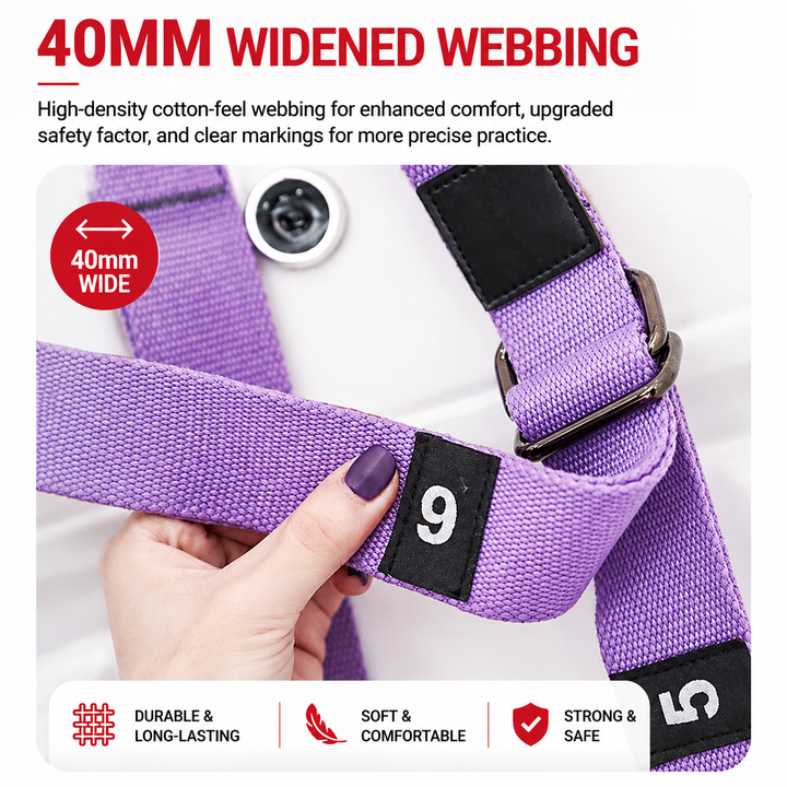 Premium Aerial Yoga Strap Adjustable Stretching Belt Inversion Training Strap Polyester Cotton with Metal Buckle Portable Home Gym Yoga Daily Use