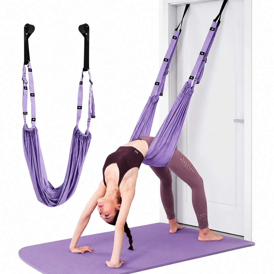 Premium Aerial Yoga Strap Adjustable Stretching Belt Inversion Training Strap Polyester Cotton with Metal Buckle Portable Home Gym Yoga Daily Use