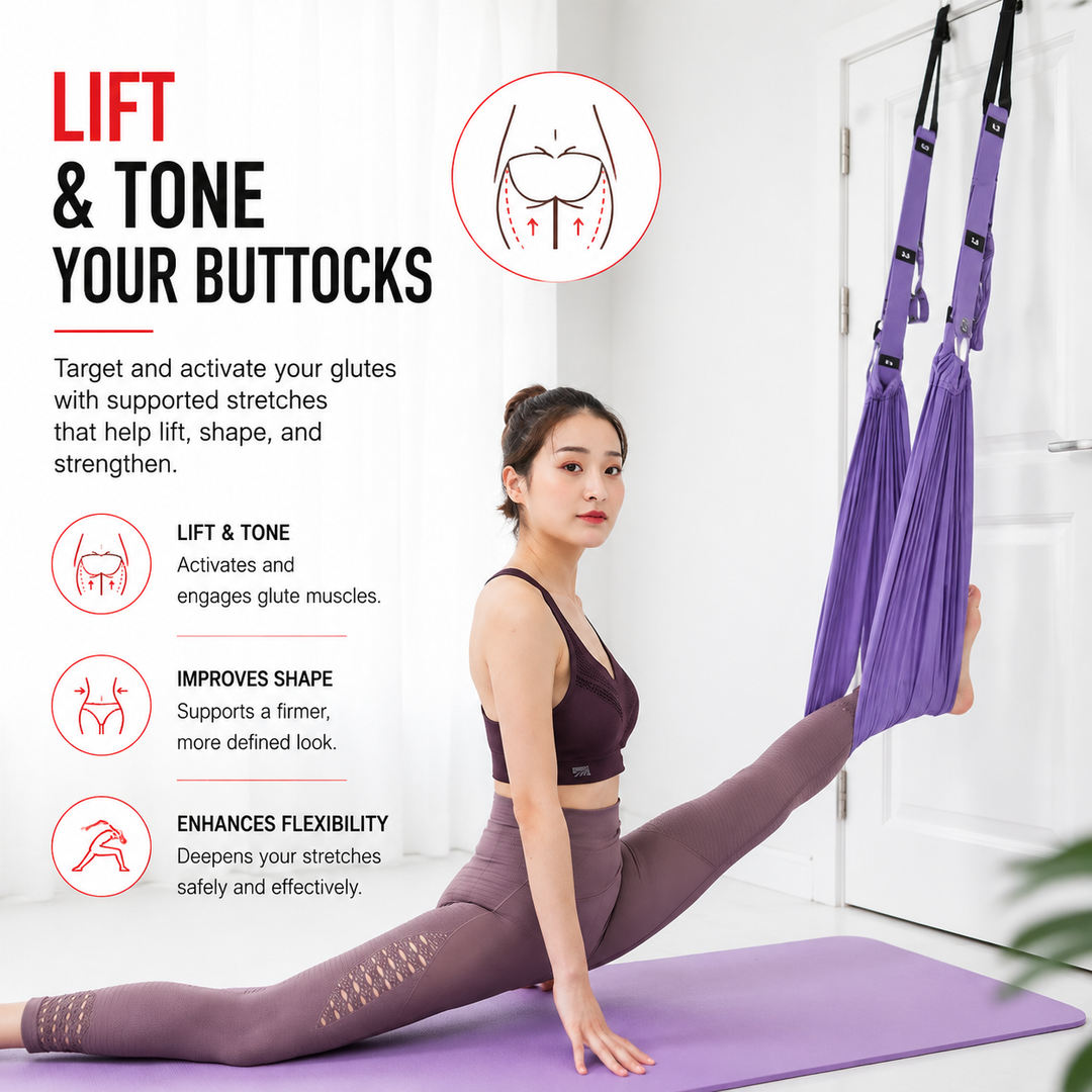 Premium Aerial Yoga Strap Adjustable Stretching Inversion Belt for Flexibility Training Leg Splits Metal Buckle Support Yoga Strap Green Purple Pink