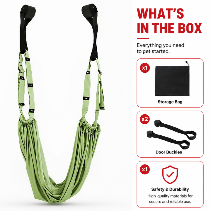 Premium Aerial Yoga Strap Adjustable Stretching Inversion Belt for Flexibility Training Leg Splits Metal Buckle Support Yoga Strap Green Purple Pink