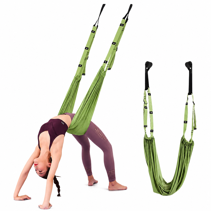 Premium Aerial Yoga Strap Adjustable Stretching Inversion Belt for Flexibility Training Leg Splits Metal Buckle Support Yoga Strap Green Purple Pink