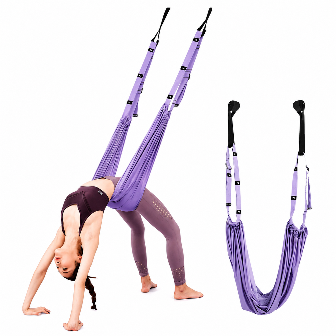 Premium Aerial Yoga Strap Adjustable Stretching Inversion Belt for Flexibility Training Leg Splits Metal Buckle Support Yoga Strap Green Purple Pink