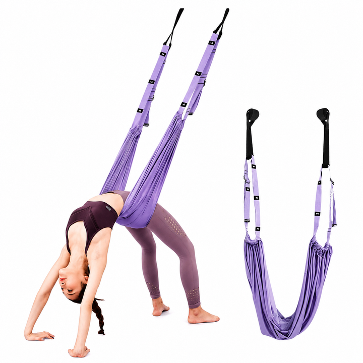 Premium Aerial Yoga Strap Adjustable Stretching Inversion Belt for Flexibility Training Leg Splits Metal Buckle Support Yoga Strap Green Purple Pink